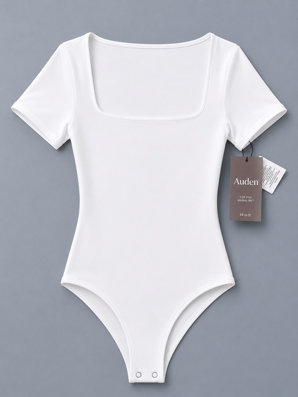 Auden Womens Size XS Short Sleeve Bodysuit Comfortable Soft Natural Look White - Picture 4 of 6